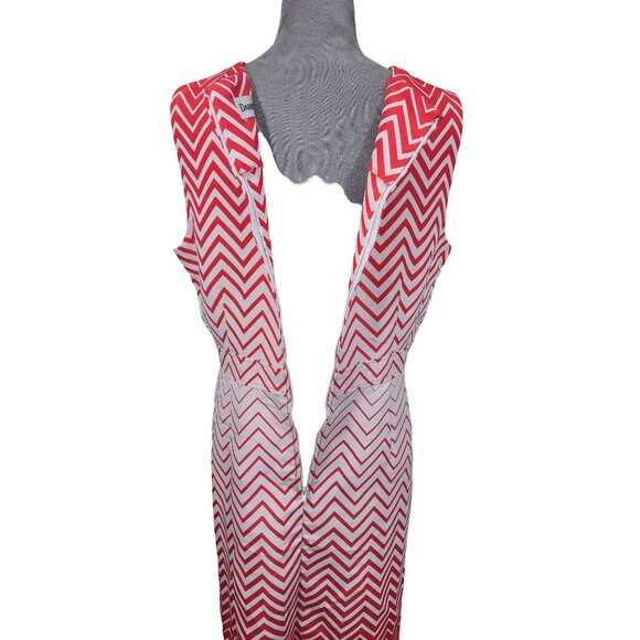 Vintage Danny & Nicole 2 Pc Dress Coral Ombre Chevron Crop Jacket Womens Plus 18 - Picture 4 of 10